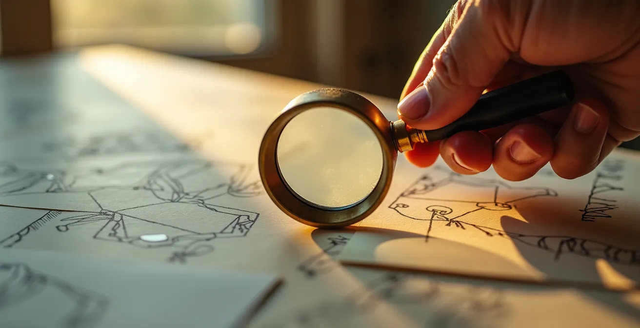 Main tenant une loupe examinant des documents financiers